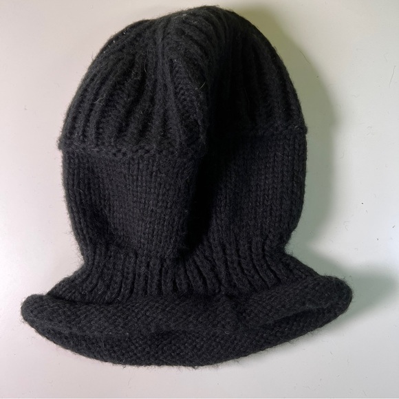 Nordstrom Accessories - NORDSTROM BLACK ACRYLIC knitted hat with rolled edge. Unique shape-very cute on